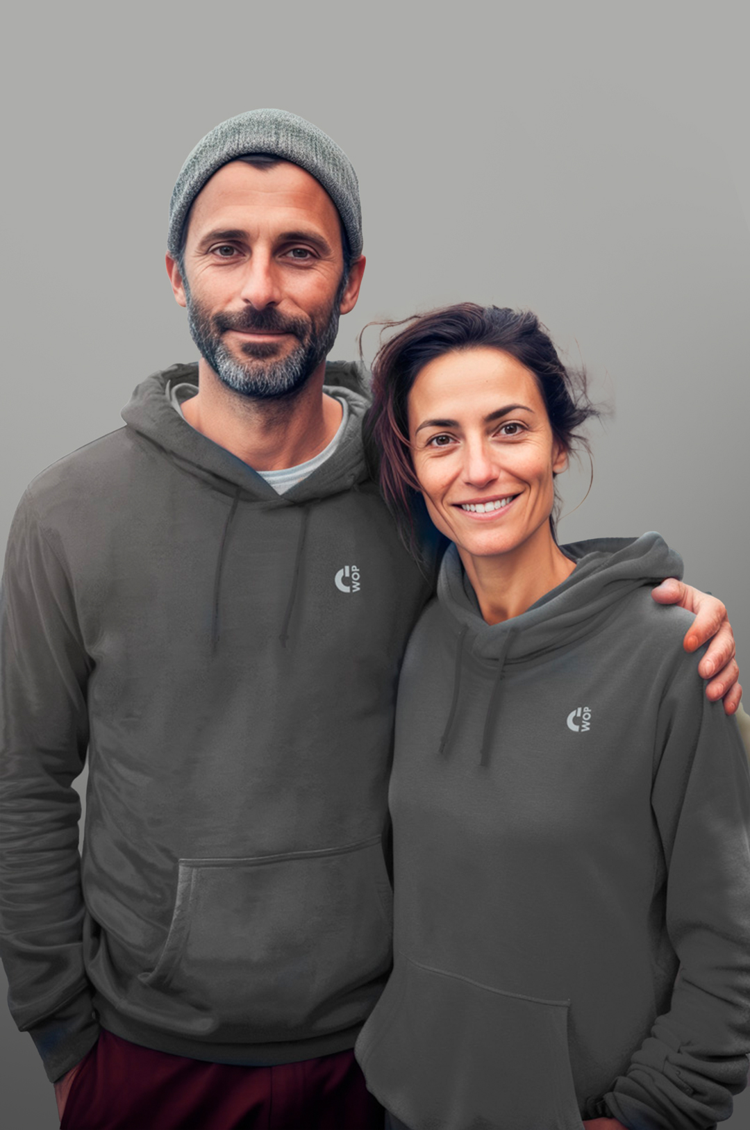 Sudadera Algodón Orgánico con gorro 'WOP Gris' Unisex