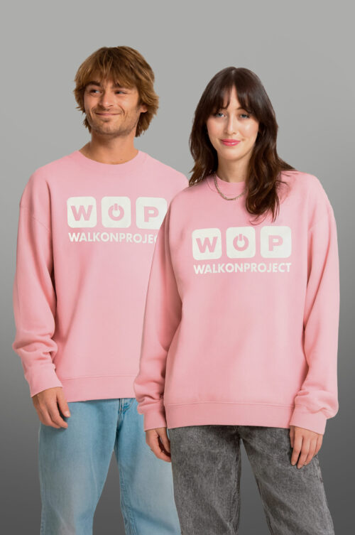Sudadera algodón orgánico sin gorro WOP rosa   Unisex