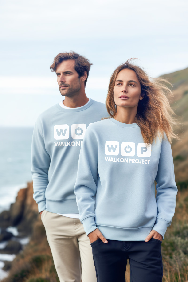 Sudadera Algodón Orgánico sin gorro 'WOP Azul claro' Unisex
